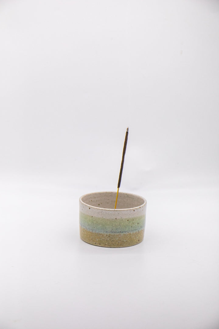 Ombre Cup Style Incense Holder - Green, White & Yellow