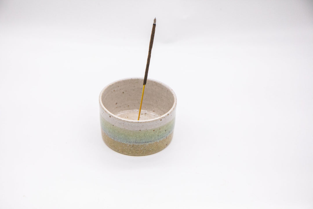 Ombre Cup Style Incense Holder - Green, White & Yellow