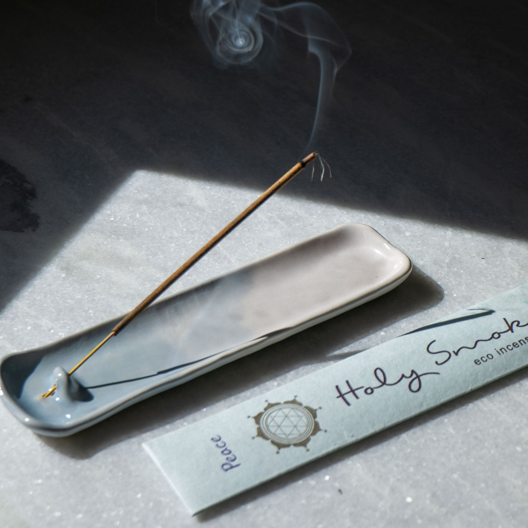 Handmade Ceramic Tray Incense Holder - Blue & White