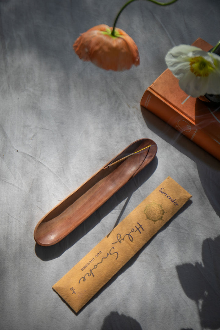 Incense Holder - Sustainable Blonde Wooden Boat 25cm