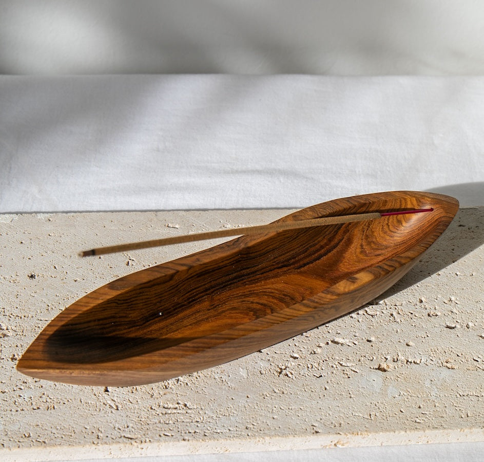 Deep Boat Style Teak Wood Incense Holder