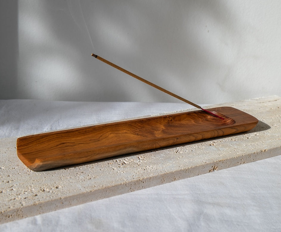 Long Tray Style Teak Wood Incense Holder