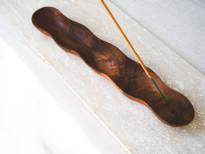 Seed Pod Teak Wood Incense Holder