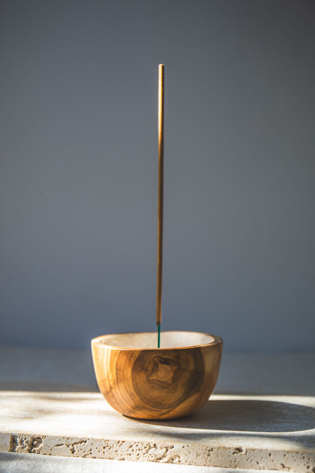Shell Lined Cup Teak Wood Incense Holder