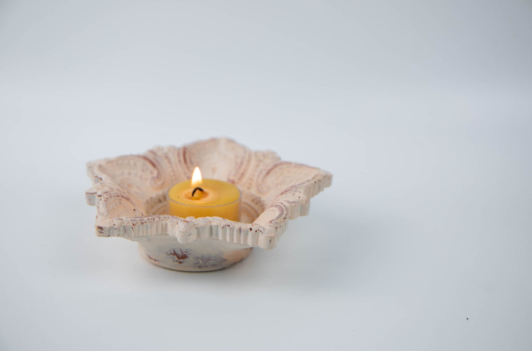 Radha Candle Holder ~ White Wash