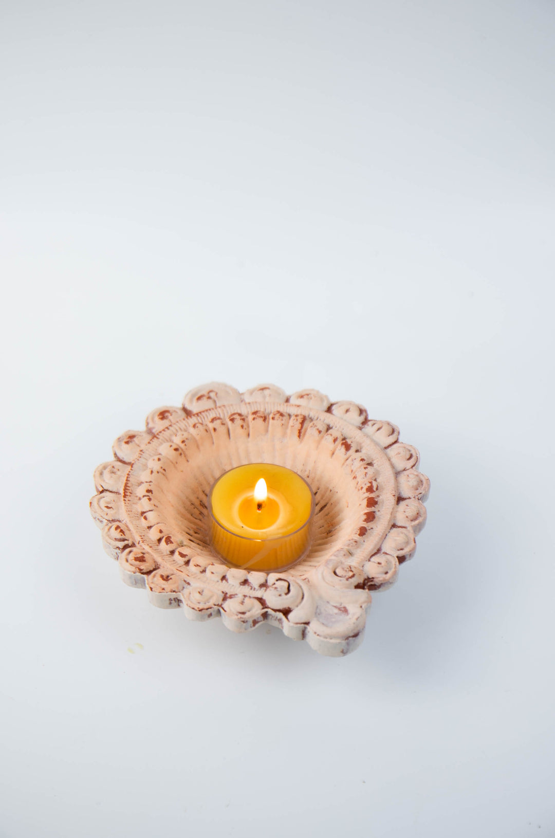 Leela Candle Holder ~ White Wash