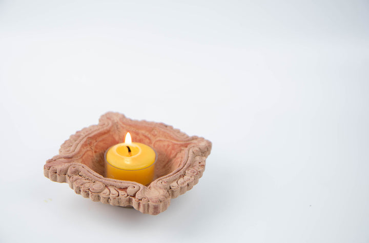 Durga Candle Holder ~ Lime Wash