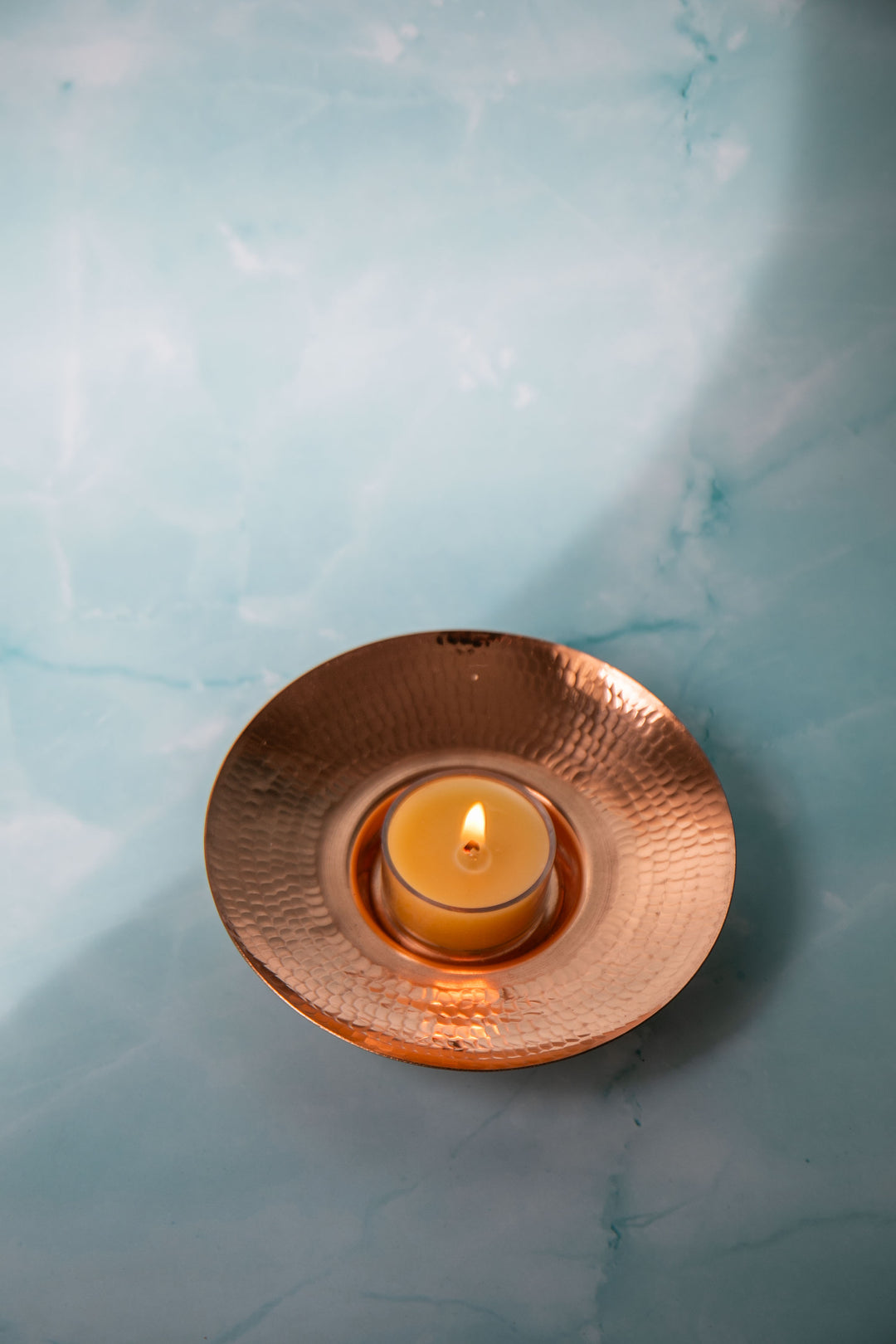 'Circle of Light' - Copper Tea Light Candle Holder