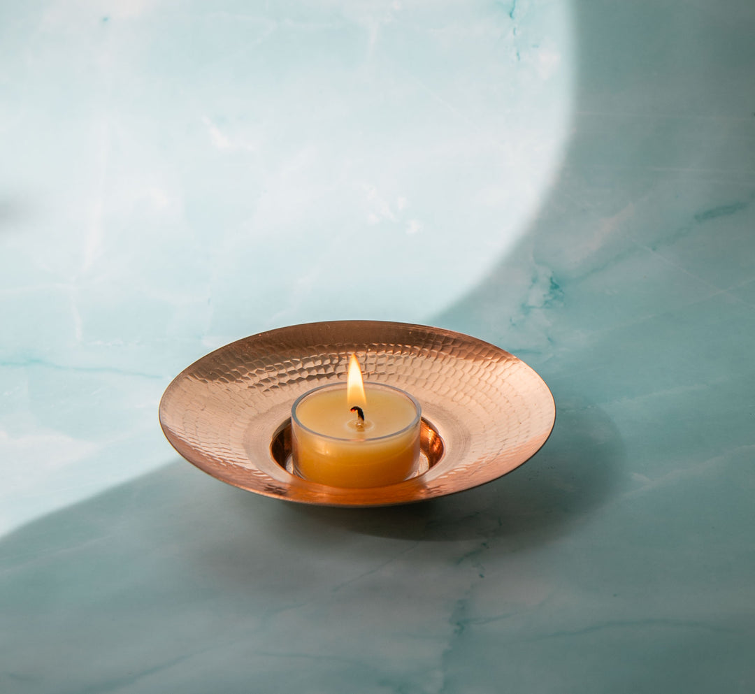 'Circle of Light' - Copper Tea Light Candle Holder