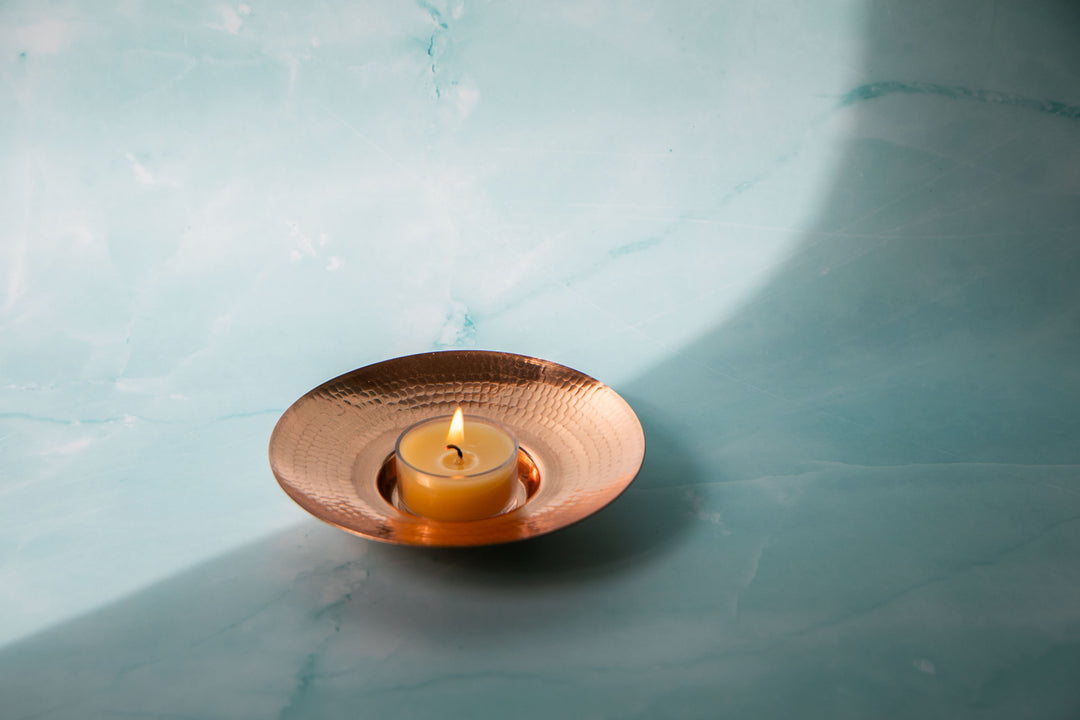 'Circle of Light' - Copper Tea Light Candle Holder