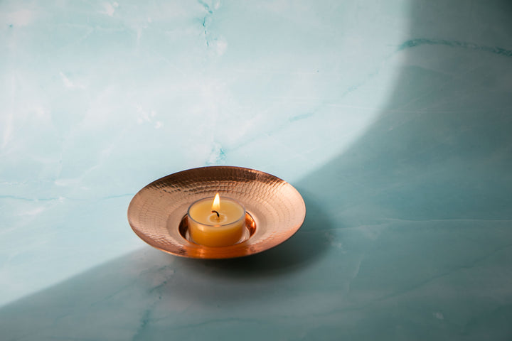 'Circle of Light' - Copper Tea Light Candle Holder