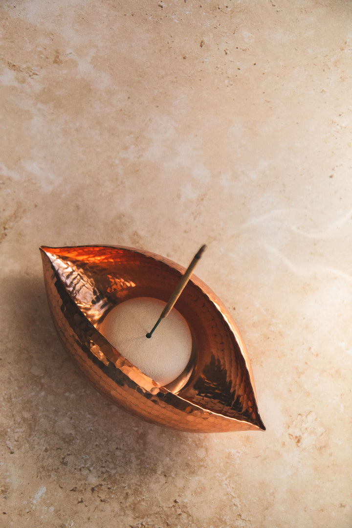 'Seed Pod' - Copper Tea Light Candle and Incense Holder
