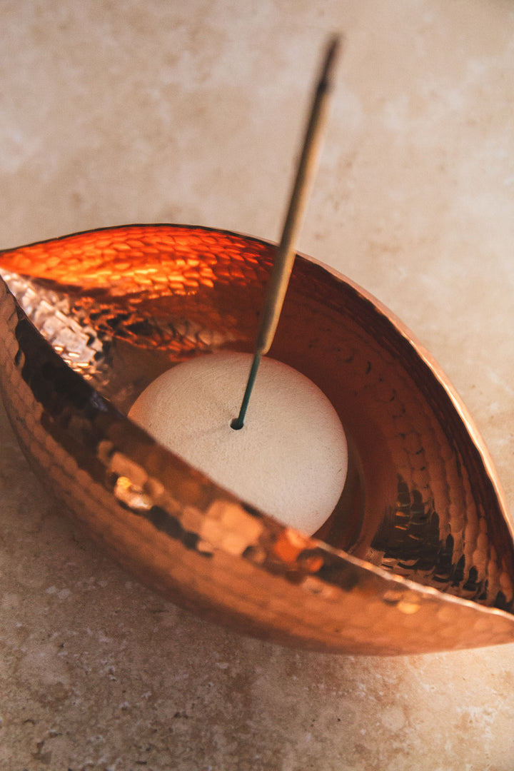 'Seed Pod' - Copper Tea Light Candle and Incense Holder
