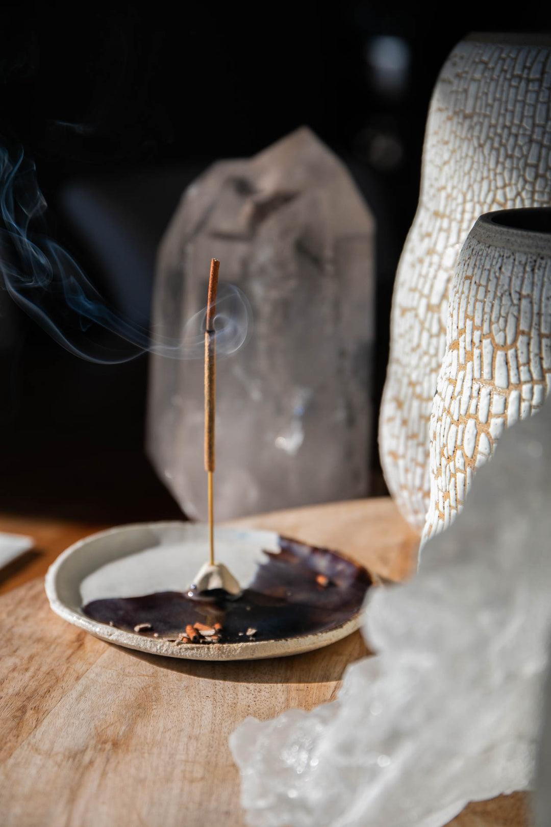 Handmade Ceramic Incense Holder - Midnight Swirl