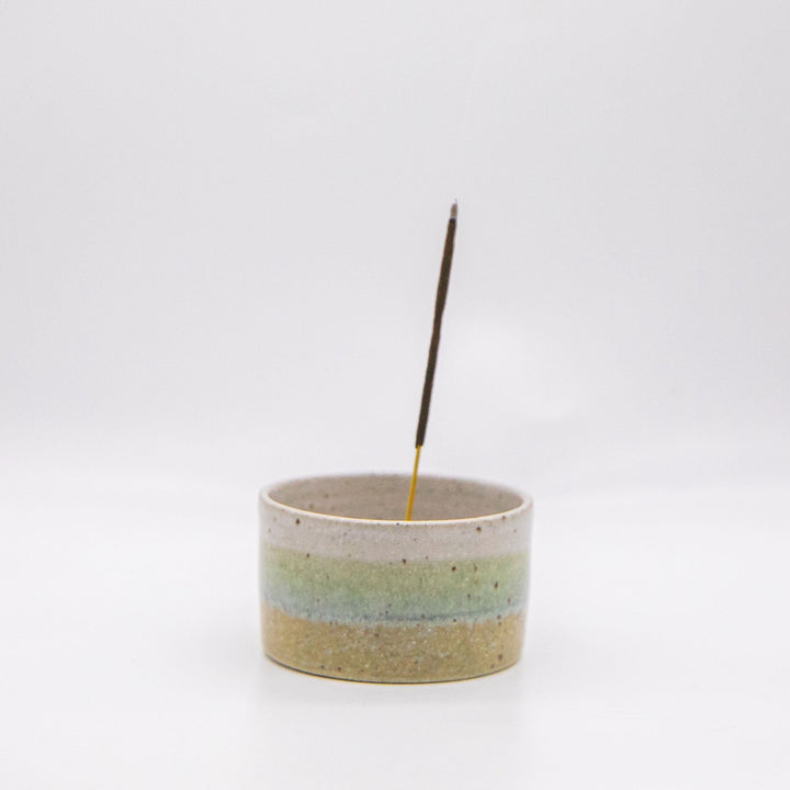 Ombre Cup Style Incense Holder - Green, White & Yellow