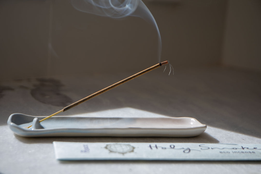 Handmade Ceramic Tray Incense Holder - Blue & White