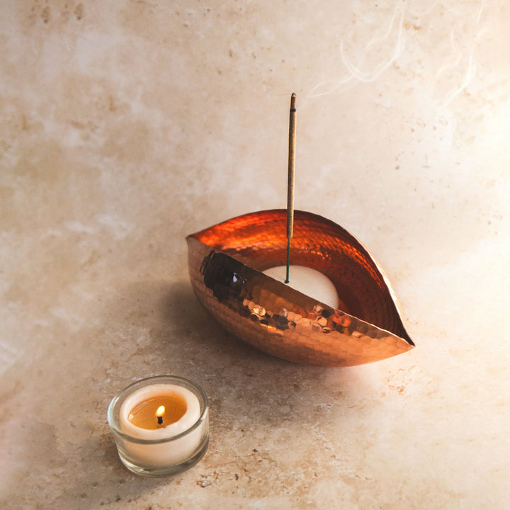 'Seed Pod' - Copper Tea Light Candle and Incense Holder