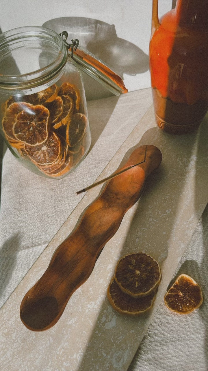 Seed Pod Teak Wood Incense Holder