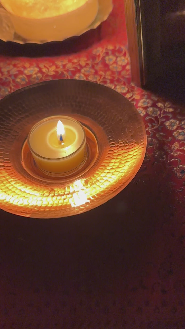 'Circle of Light' - Copper Tea Light Candle Holder