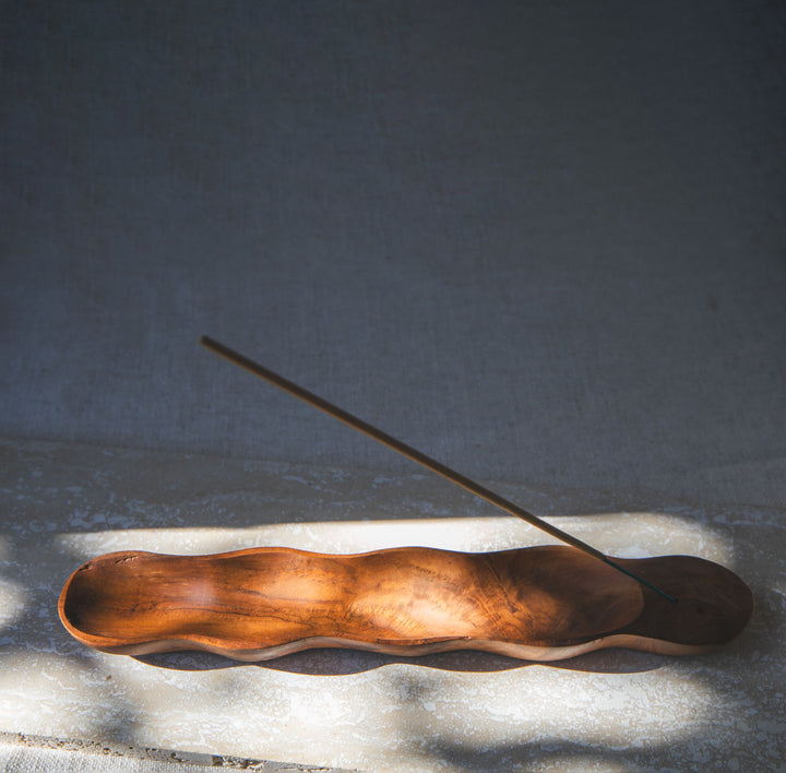 Seed Pod Teak Wood Incense Holder