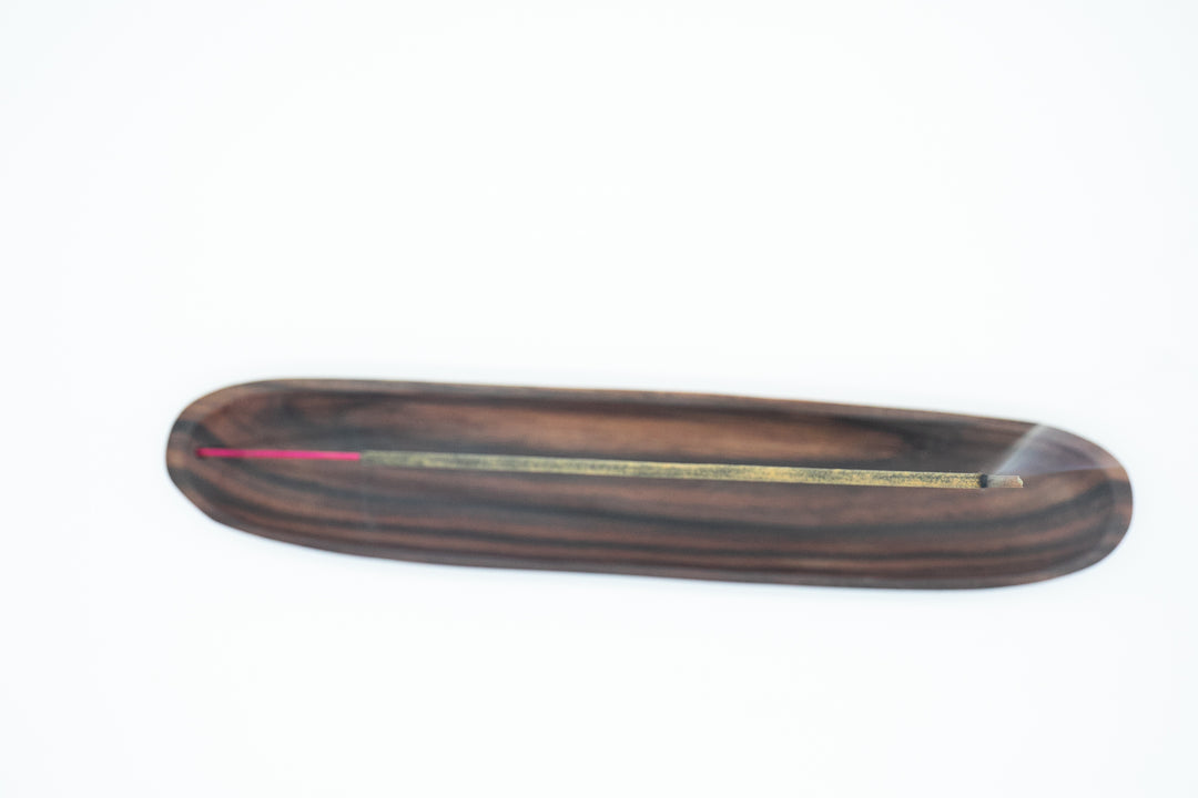 Incense Holder - Sustainable Dark Wooden Boat 25cm