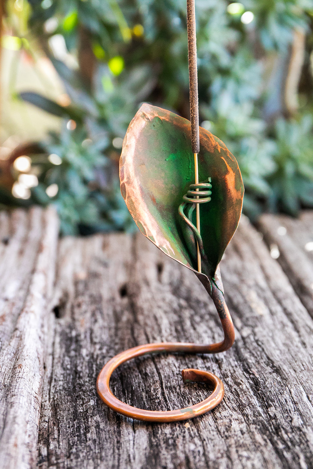 Incense Holder - Handmade Recycled Copper Lily Leaf