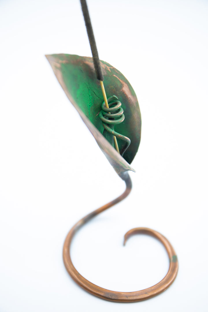 Incense Holder - Handmade Recycled Copper Lily Leaf
