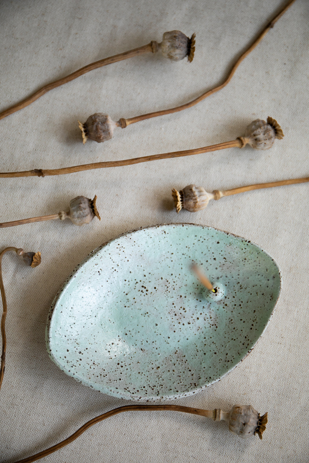 ** 30% OFF at Checkout - Handmade Avocado Ceramic Incense Holder - Aqua Blue