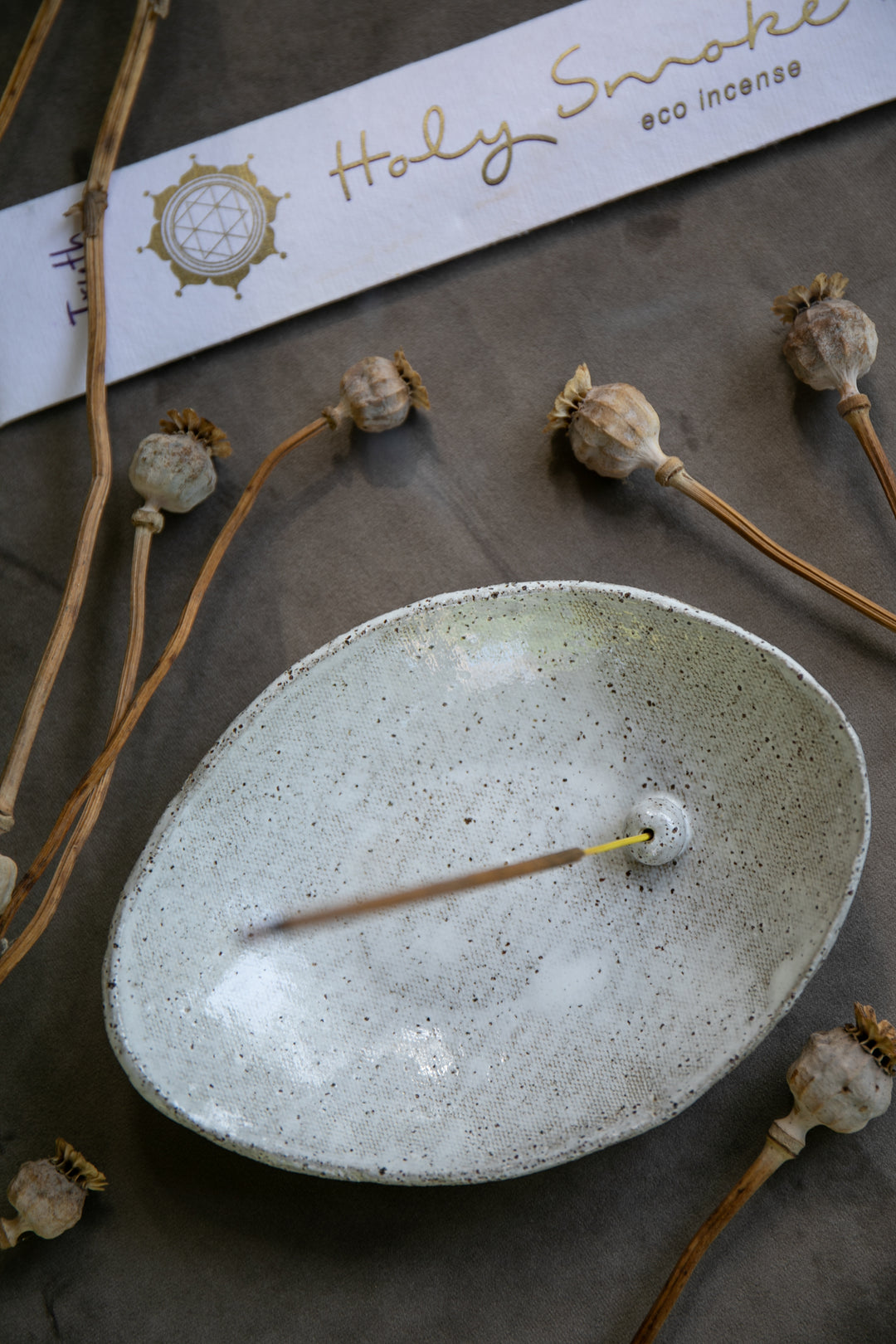 ** 30% OFF at Checkout - Handmade Avocado Ceramic Incense Holder - Ivory