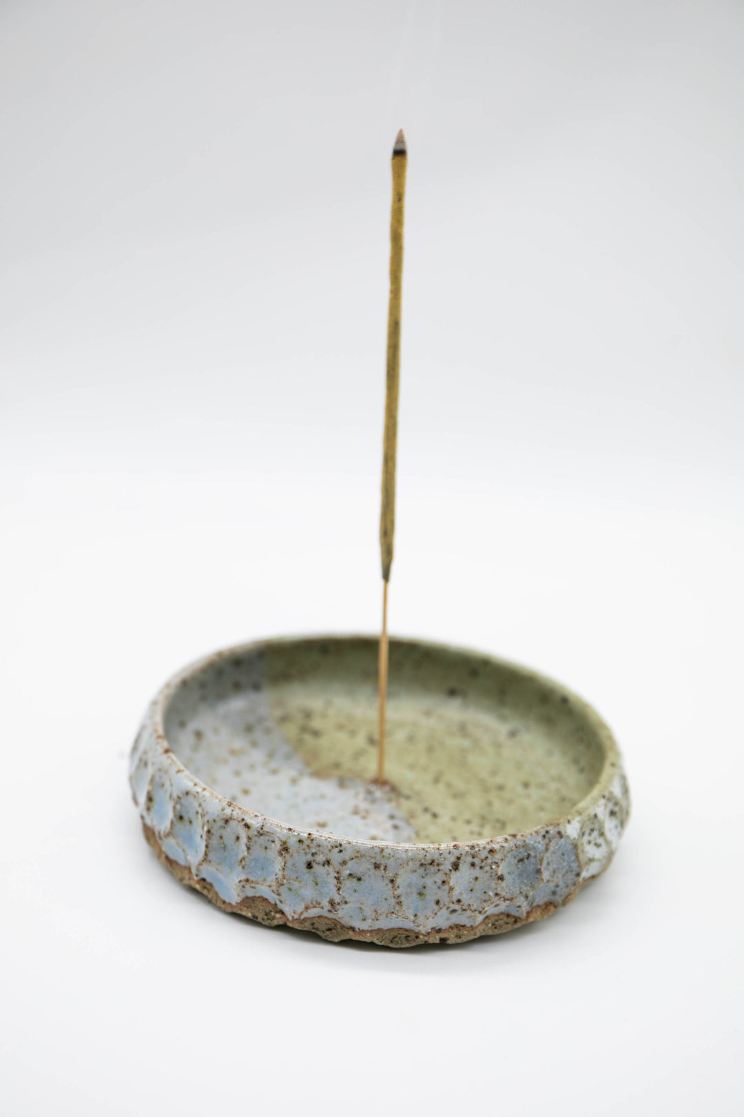 Handmade Ceramic Retro Inspired Dish Incense Holder - Green & Blue