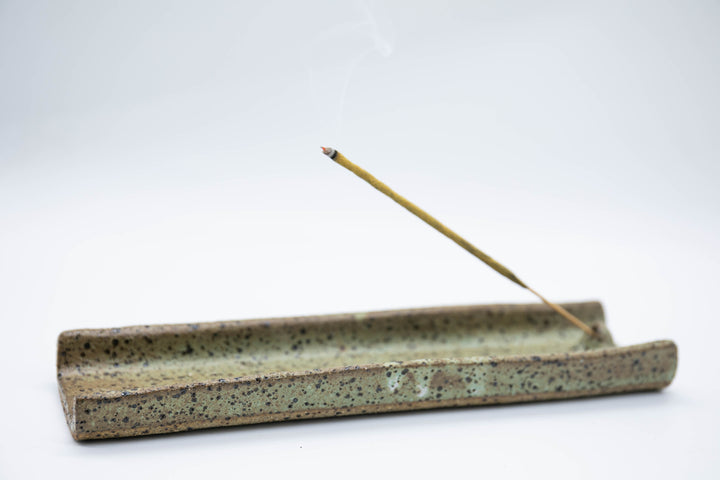 Handmade Ceramic Retro Inspired Tray Incense Holder - Green