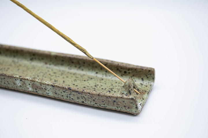 Handmade Ceramic Retro Inspired Tray Incense Holder - Green