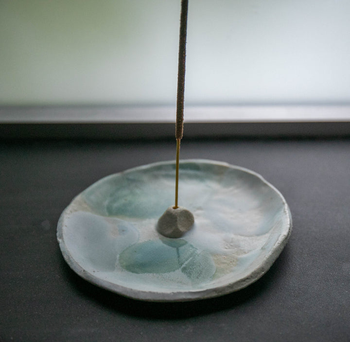 Handmade Ceramic Incense Holder - Watercolour Blues