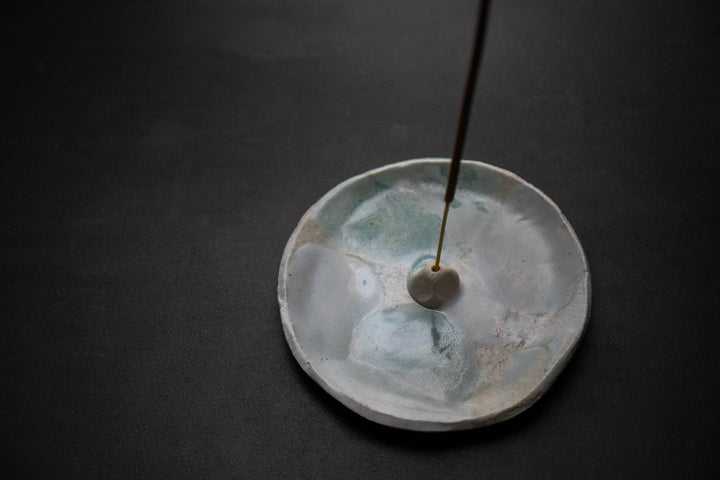 Handmade Ceramic Incense Holder - Watercolour Blues