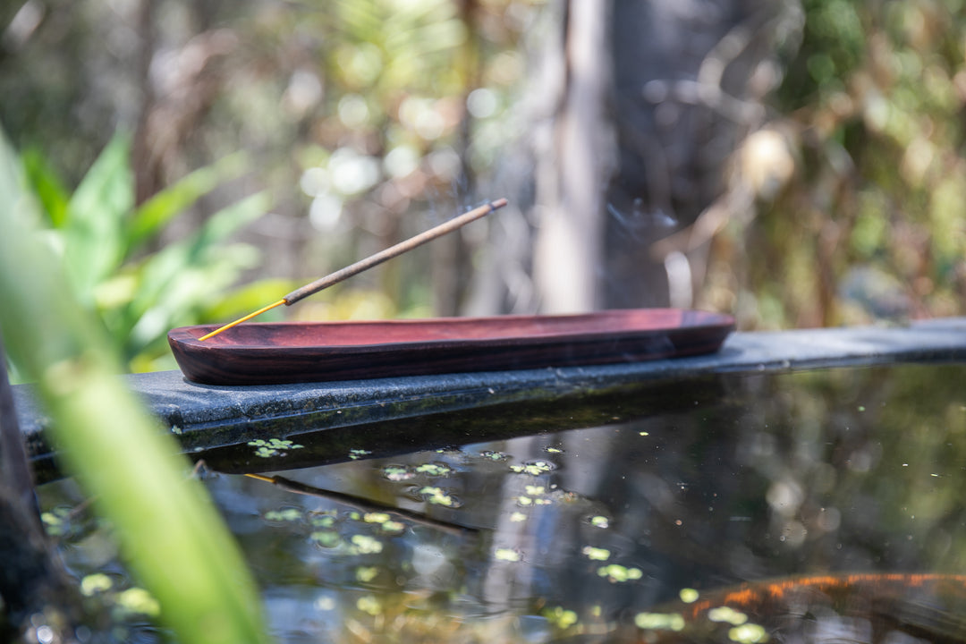 Incense Holder - Sustainable Dark Wooden Boat 25cm