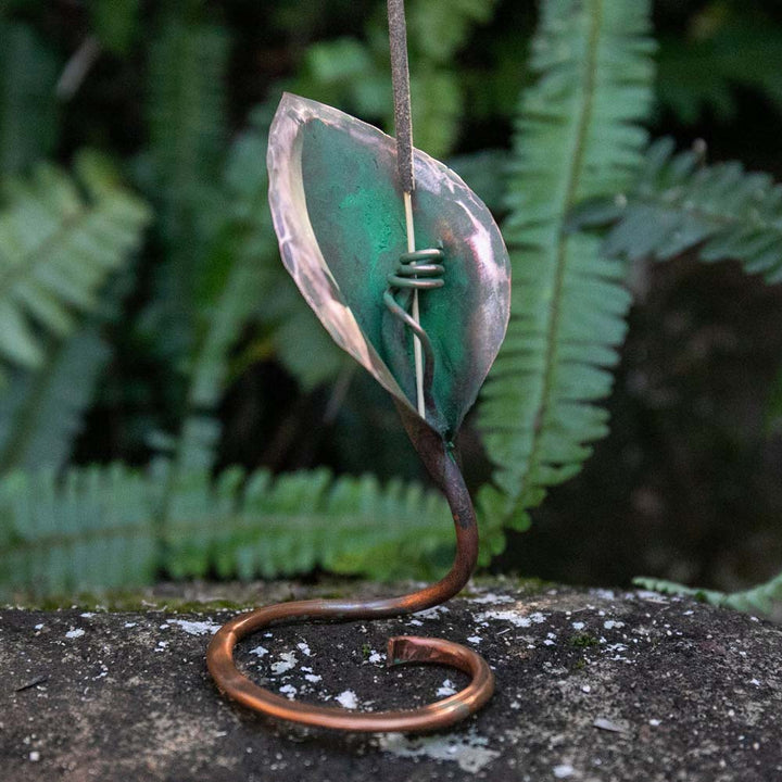 Incense Holder - Handmade Recycled Copper Lily Leaf